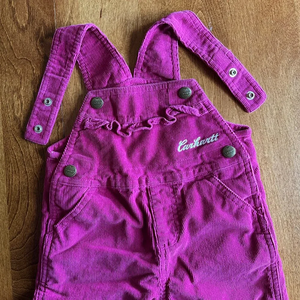 Carhartt magenta corduroy overalls 12m